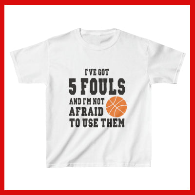 Gifts Actually - Kids Heavy Cotton™ Tee - Basketball - 5 Fouls