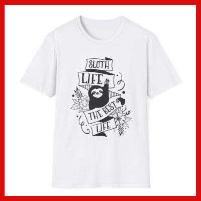 Gifts Actually - Unisex Softstyle T-Shirt - Sloth's Life is Best - Main Image