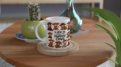 Gifts Actually - Highland Cow - Life is Better - Ceramic Coffee Mug 11oz