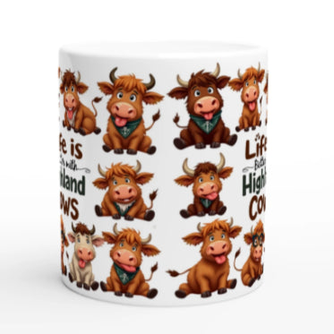Gifts Actually - Highland Cow - Life is Better - Ceramic Coffee Mug 11oz