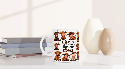 Gifts Actually - Highland Cow - Life is Better - Ceramic Coffee Mug 11oz