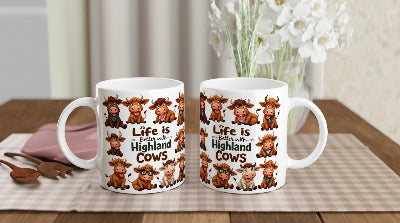 Gifts Actually - Highland Cow - Life is Better - Ceramic Coffee Mug 11oz