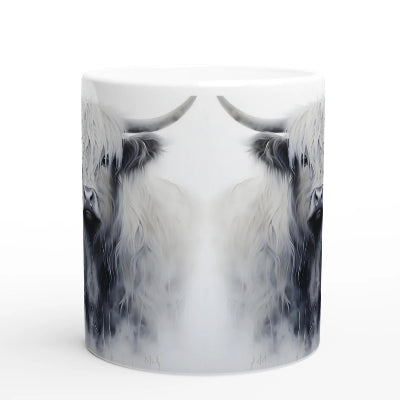 Gifts Actually - Highland Cow - Greyscale - Mum & Baby - Ceramic Coffee Mug 11oz