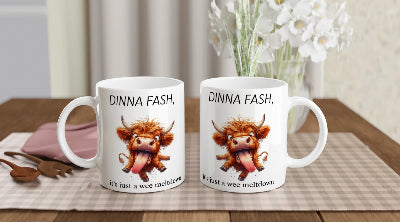 Gifts Actually - Highland Cow - Dinna Fash - Ceramic Coffee Mug 11oz