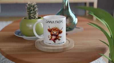 Gifts Actually - Highland Cow - Dinna Fash - Ceramic Coffee Mug 11oz