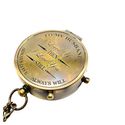 Gifts Actually - 45mm Pocket Brass Look Compass with -To My Husband - Message