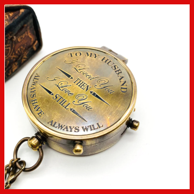 Gifts Actually - 45mm Pocket Brass Look Compass with -To My Husband - Message