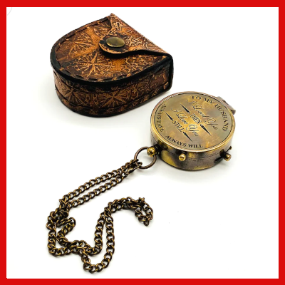 Gifts Actually - 45mm Pocket Brass Look Compass with -To My Husband - Message