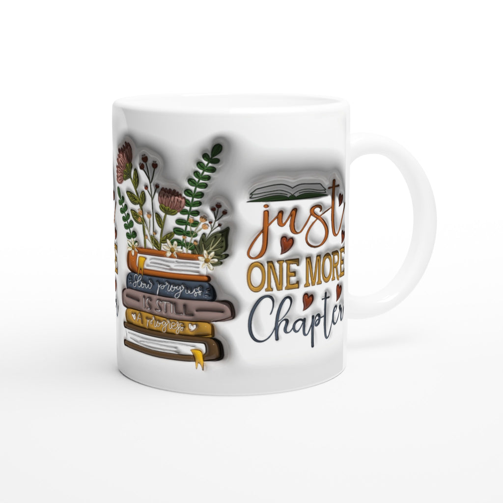 Gifts Actually - 3D Book/Reading design  - White 11oz Ceramic Mug - left side