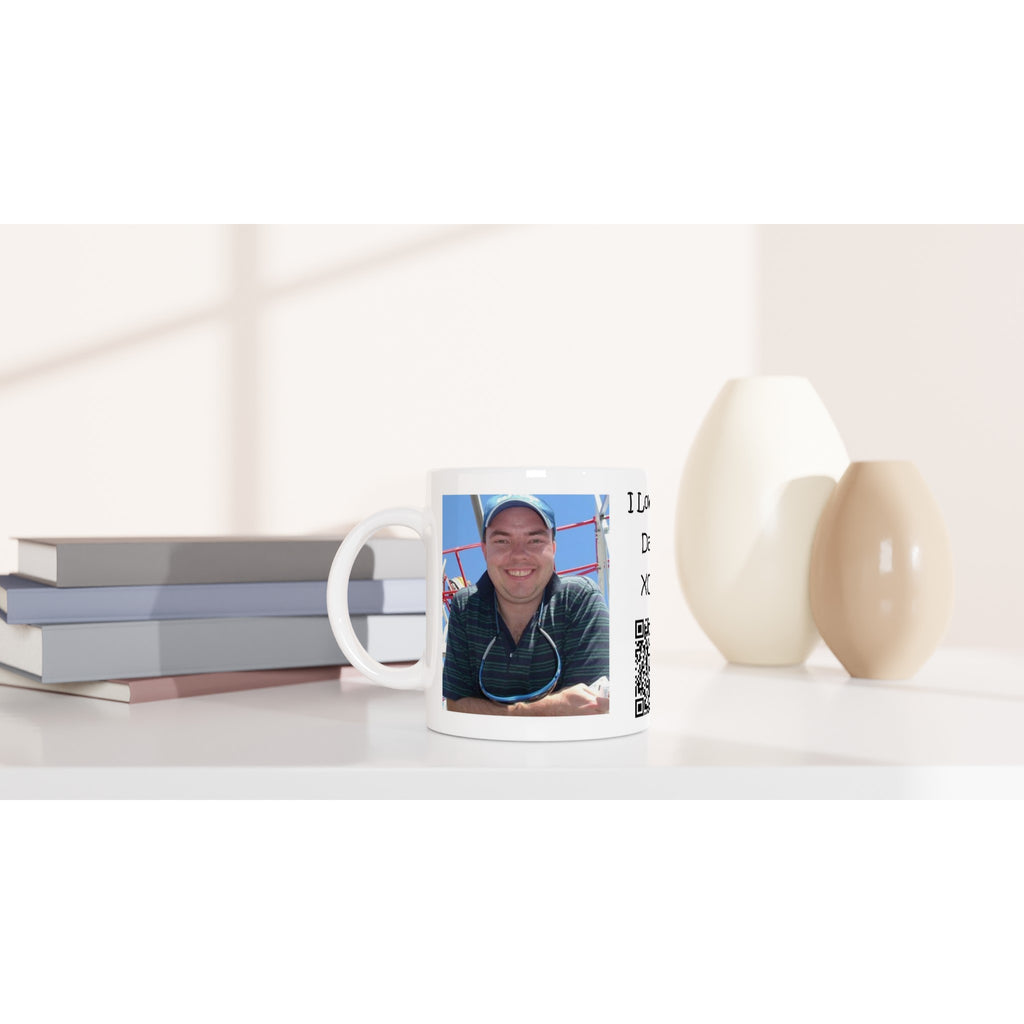 Gifts Actually - Personalised QR Message Mug - 11oz White Ceramic - On a shelf