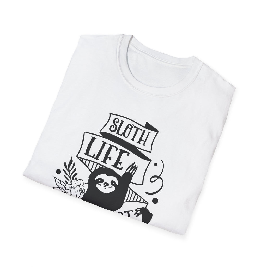 Gifts Actually - Unisex Softstyle T-Shirt - Sloth's Life is Best -  Showing Folded