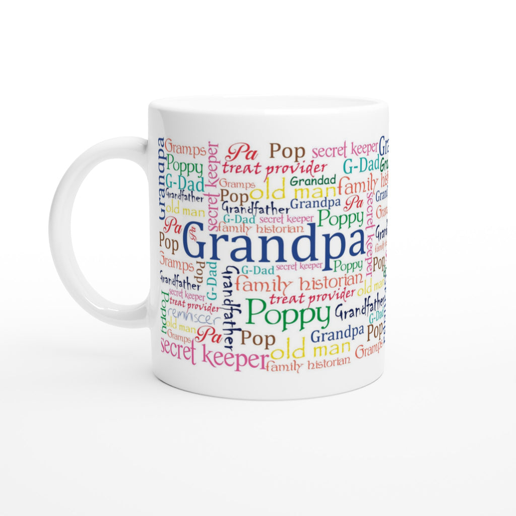 Gifts Actually - Grandad / Poppy- White 11oz Ceramic Mug (Word Cloud) -  Right Side