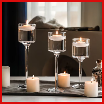 Gifts Actually - 6 cm Pillar Glass Candle Holder Set - 3 Pcs