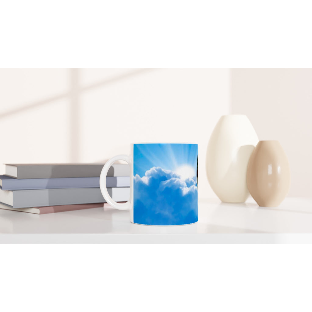 Gifts Actually - Memorial - Ceramic Mug  White 11oz (Clouds) - - On a shelf