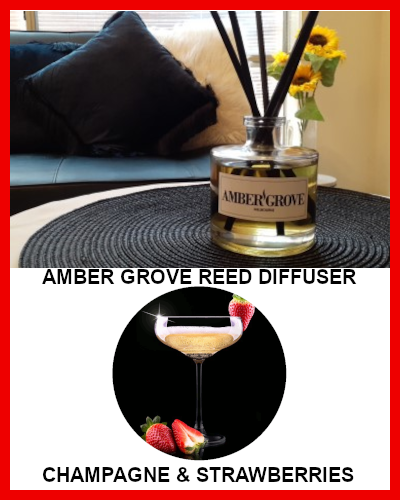 Gifts Actually - Amber Grove Reed Diffuser - Champagne & Strawberries Fragrance