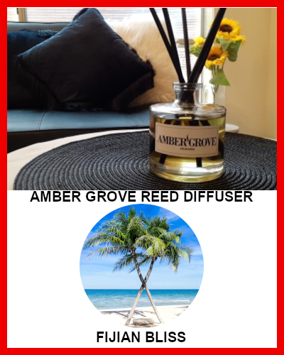 Gifts Actually - Amber Grove - Hand poured Reed Diffuser - Fijian Bliss.