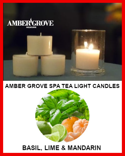 Gifts Actually - Amber Grove Scented Spa Cup Tealights - Basil, lime and Mandarin