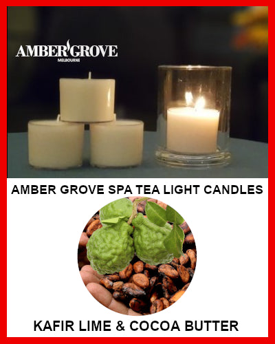 Gifts Actually - Amber Grove Scented Spa Cup Tealights - Kaffir Lime and Cocoa Butter