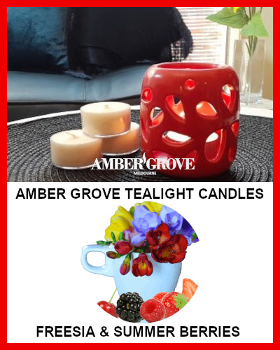 Gifts Actually - Amber Grove Scented Tealight Candle - Freesia and Summer Berries