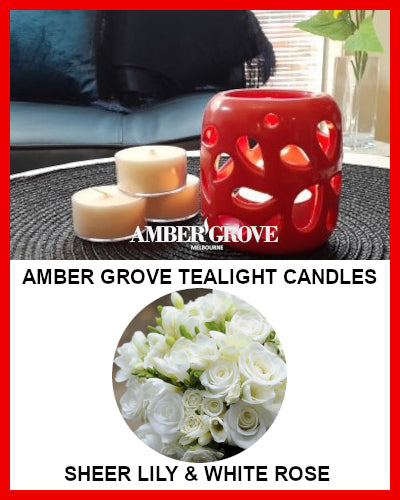 Gifts Actually - Amber Grove Scented Tealight Candle - Sheer Lily and White Rose