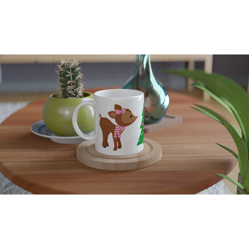 Gifts Actually - Christmas Coffee Cup  - Reindeer (Girl) - On a coffee Table