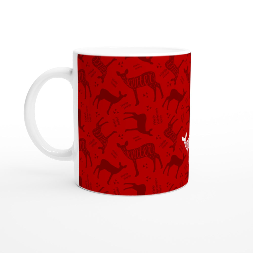 Gifts Actually - Christmas Coffee Cup  - Reindeer (red) - Right Side