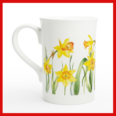 Gifts Actually - Coffee Cup - Porcelain - 295ml (10oz) - Daffodils