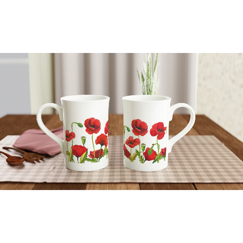 Gifts Actually - Coffee Cup - Porcelain - 295ml (10oz) - Poppies