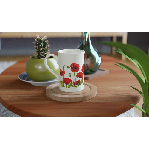 Gifts Actually - Coffee Cup - Porcelain - 295ml (10oz) - Poppies