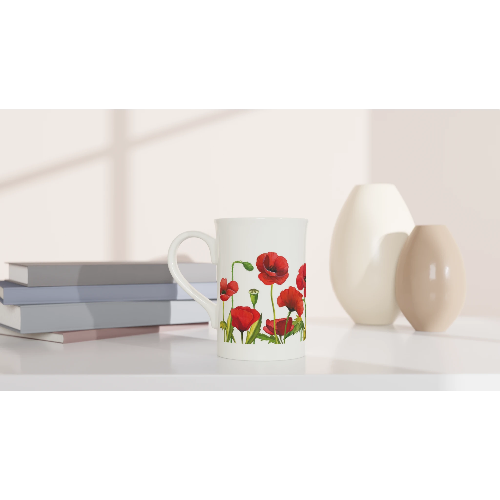 Gifts Actually - Coffee Cup - Porcelain - 295ml (10oz) - Poppies