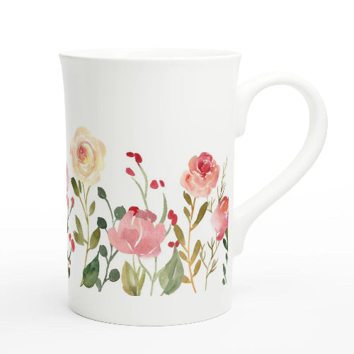Gifts Actually - Coffee Cup - Porcelain - 295ml (10oz) - Roses (Pink)