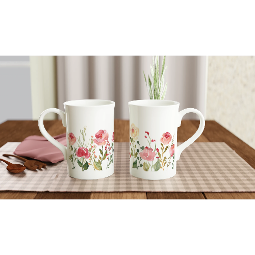 Gifts Actually - Coffee Cup - Porcelain - 295ml (10oz) - Roses (Pink)