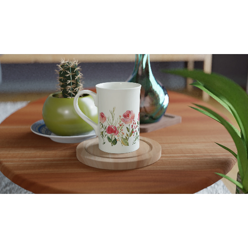 Gifts Actually - Coffee Cup - Porcelain - 295ml (10oz) - Roses (Pink)