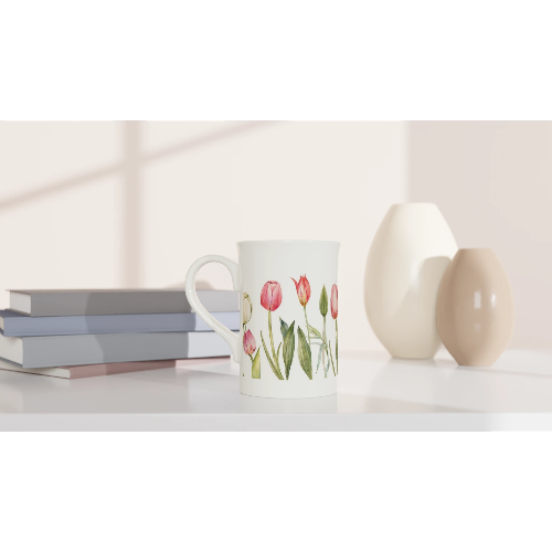 Gifts Actually - Coffee Cup - Porcelain - 295ml (10oz) - Tulips