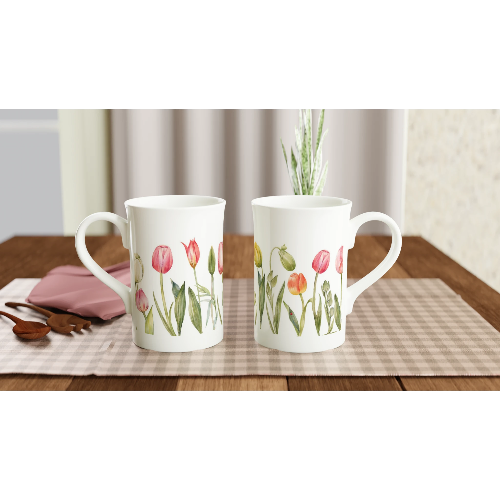 Gifts Actually - Coffee Cup - Porcelain - 295ml (10oz) - Tulips
