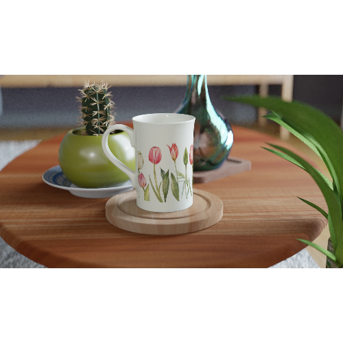 Gifts Actually - Coffee Cup - Porcelain - 295ml (10oz) - Tulips