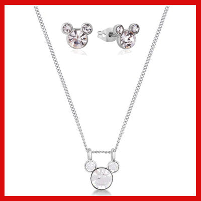Gifts Actually - Disney Mickey - April Birthstone Earring-Necklace Combo - Earrings and Necklace