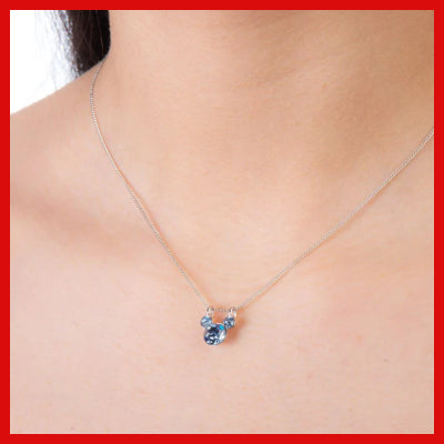 Gifts actually - Disney Mickey - April Birthstone Earring-Necklace - Necklace shown being worn