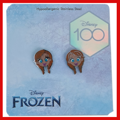 Gifts Actually - Disney (100) Anna (Frozen) Enamel Stud Earrings - Shown in Packaging