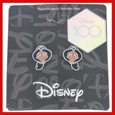 Gifts Actually - Disney (100) Jasmine (Aladdin) Enamel Stud Earrings in packageing