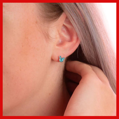 Gifts Actually - Disney Mickey - March Birthstone Earrings - Shown being worn