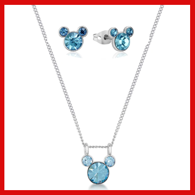 Gifts Actually - Disney Mickey - March Birthstone Earring-Necklace Combo