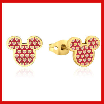 Gifts Actually - Disney Mickey Mouse Hearts Stud Earrings (Gold)
