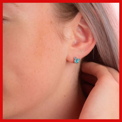 Gifts Actually - Disney Mickey - May Birthstone Stud Earrings - shown being worn