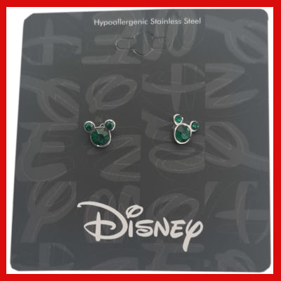 Gifts Actually - Disney Mickey - May Birthstone Stud Earrings  -shown in packaging