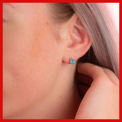 Gifts Actually - Disney Mickey - April Birthstone Stud Earrings - shown being worn