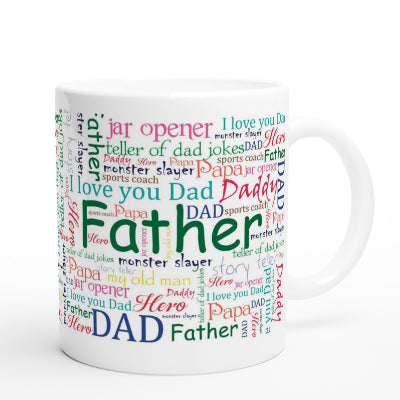 Gifts Actually - Dad / Father - White 11oz Ceramic Mug (Word Cloud) -  Left View