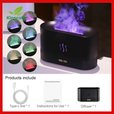 Gifts Actually - Ultrasonic Diffuser (7 LED Colours) Flame Like Effect - Black Design