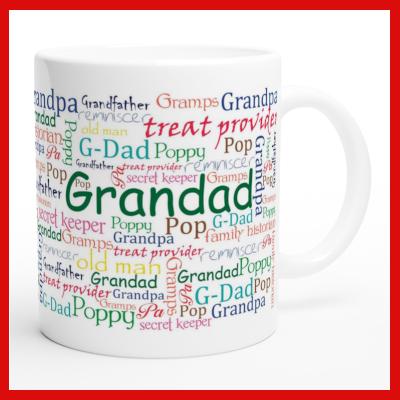 Gifts Actually - Grandad / Poppy- White 11oz Ceramic Mug (Word Cloud) - Right Side