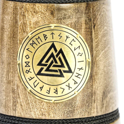Gifts Actually - Fenrir Viking Beer Mug – Handcrafted Medieval Wolf Motif, Recycled Wood